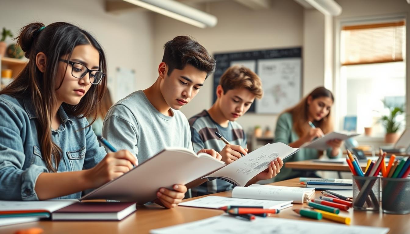 Student preparing for exams with study materials